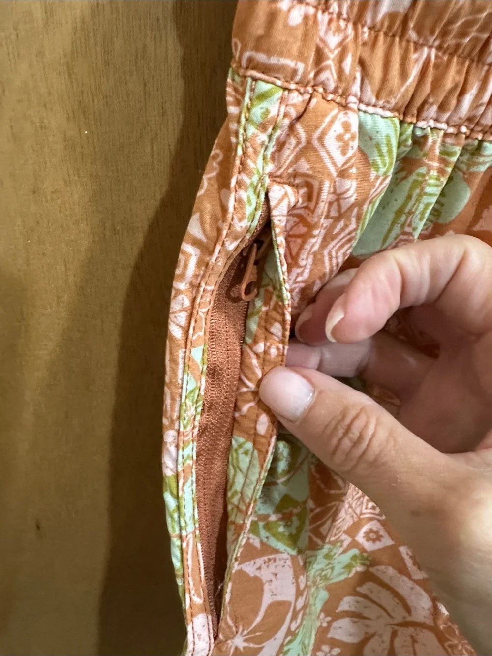 Billabong Orange and Mint Floral Elastic-Waist Women’s Shorts